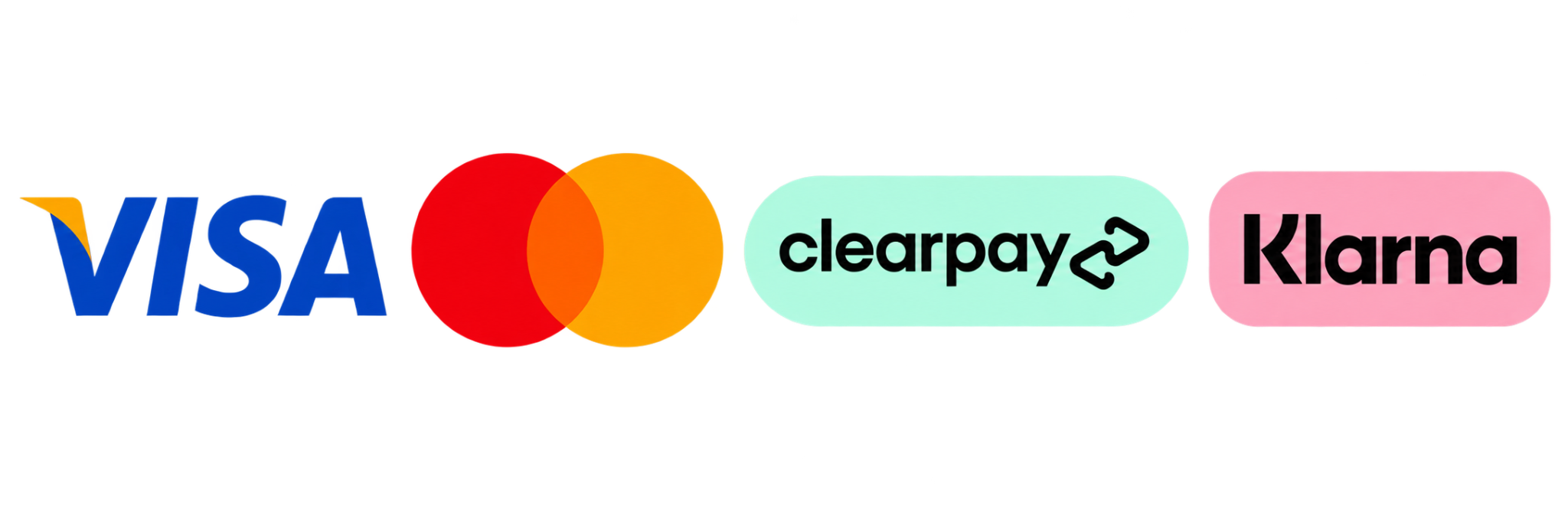 Visa, Mastercard, Clearpay and Klarna accepted payment methods